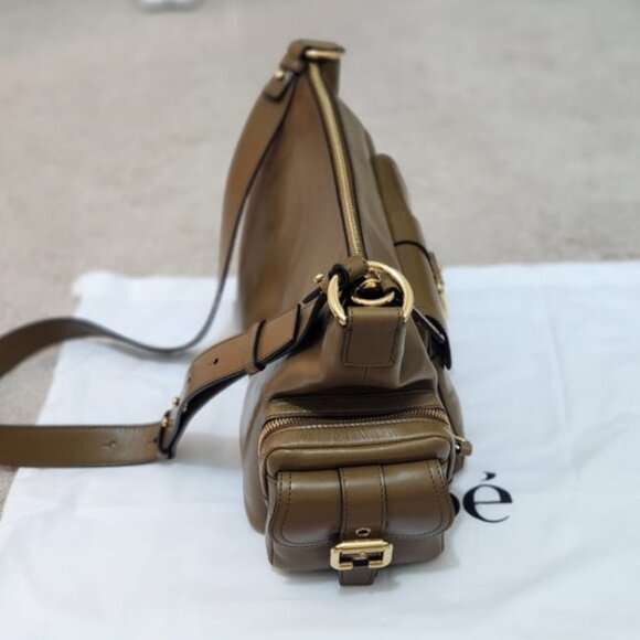 Chloe Camera Bag in Shiny Leather Color Dark Khaki - Picture 6 of 11